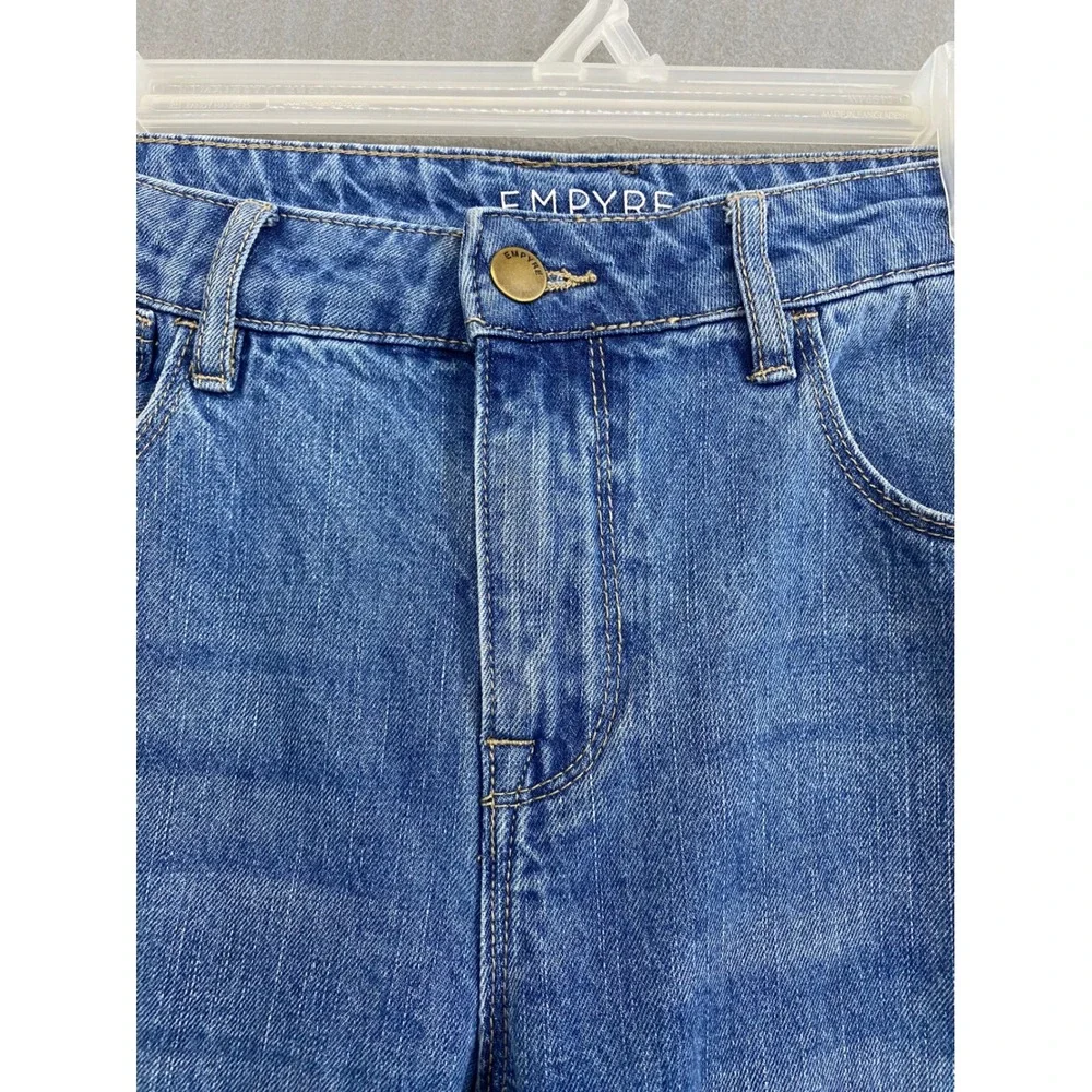 Empyre Womens Wide Leg Jeans Blue Medium Wash High Rise Panel Seam Streetwear - Picture 3 of 14
